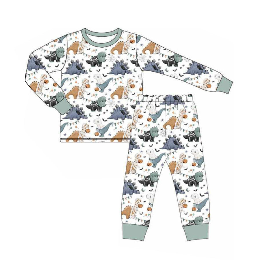 NO MOQ sales BLP1117 Pre-order baby boys clothes dinosaur long sleeve pants sets-2025.6.12