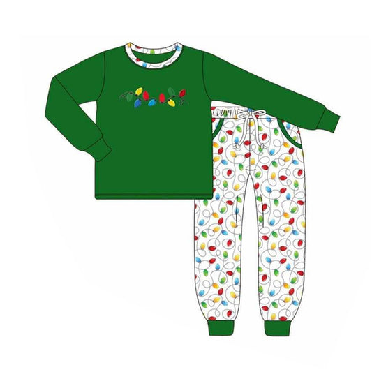 NO MOQ sales BLP1129 Pre-order baby boys clothes green long sleeve pants sets-2025.6.12