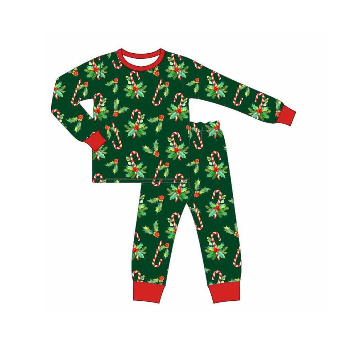NO MOQ sales BLP1130 Pre-order baby boys clothes Christmas green long sleeve pants sets-2025.6.12
