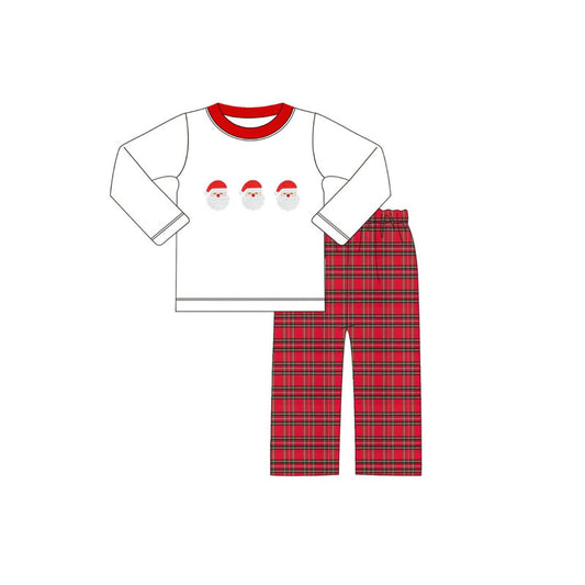 NO MOQ sales BLP1132 Pre-order baby boys clothes Christmas white long sleeve pants sets-2025.6.12