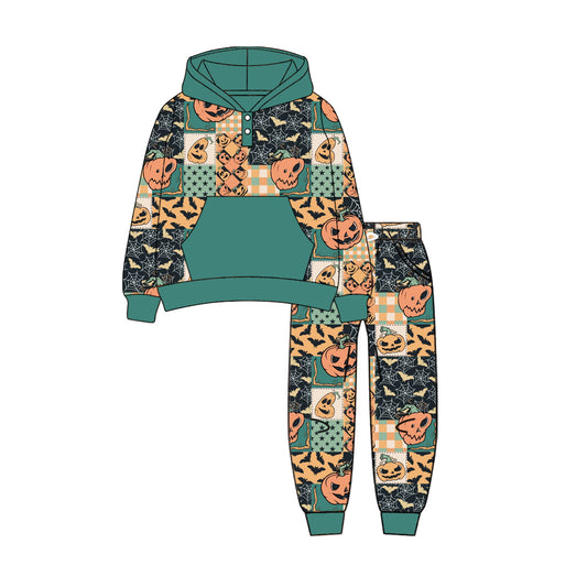 NO MOQ sales BLP1133 Pre-order baby boys clothes Halloween hooded long sleeve pants sets-2025.6.13