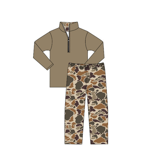 NO MOQ sales BLP1135 Pre-order baby boys clothes camouflage long sleeve pants sets-2025.6.13