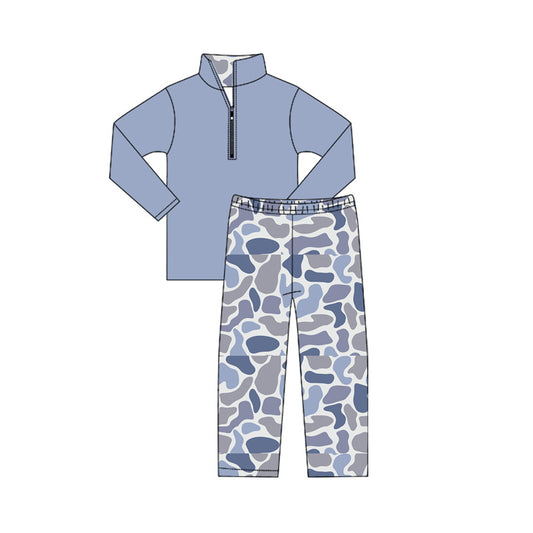 NO MOQ sales BLP1136 Pre-order baby boys clothes camouflage long sleeve pants sets-2025.6.13