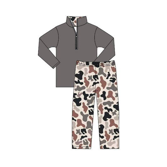 NO MOQ sales BLP1139 Pre-order baby boys clothes camouflage long sleeve pants sets-2025.6.13