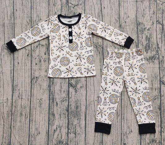 (Pre Order) No moq BLP1166 Pre-order baby boy clothes happy new year long sleeve pants sets-2025.9.23