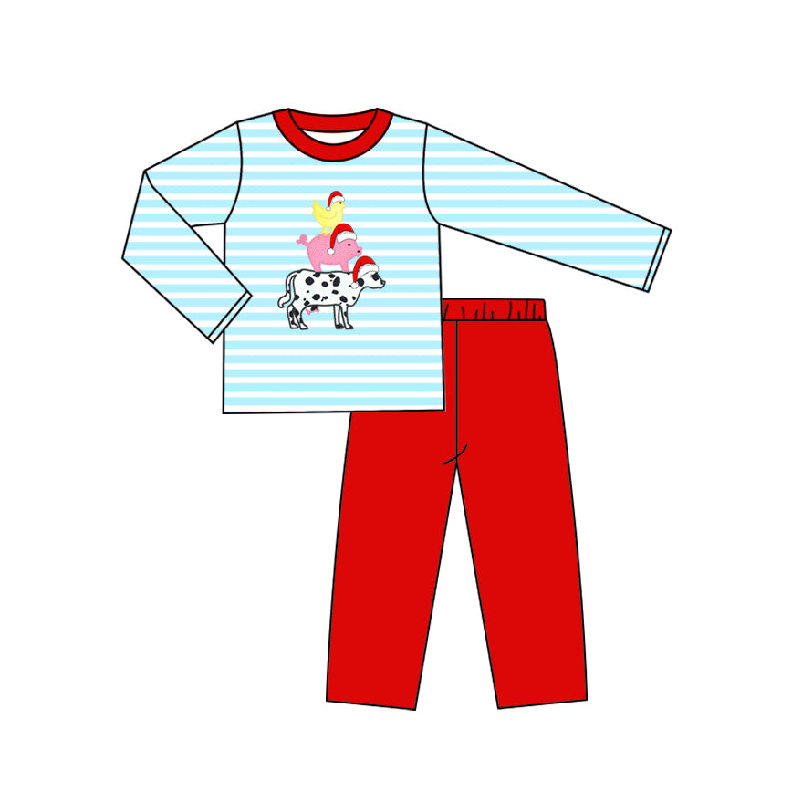 (Pre Order) No moq BLP1172 Pre-order baby boy clothes Christmas long sleeve pants sets-2025.7.11