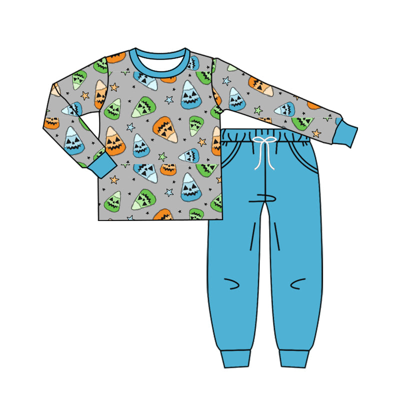 (Pre Order) No moq BLP1180 Pre-order baby boy clothes halloween long sleeve pants sets-2025.7.16
