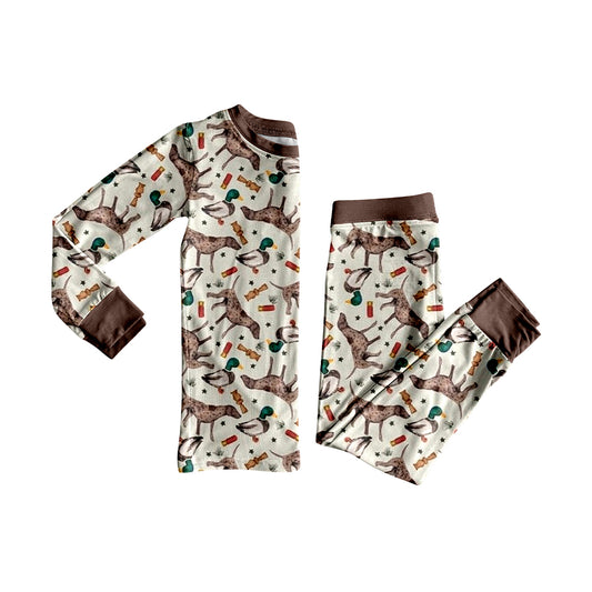 (Pre Order) No moq BLP1184 Pre-order baby boy clothes duck long sleeve pants sets-2025.7.18
