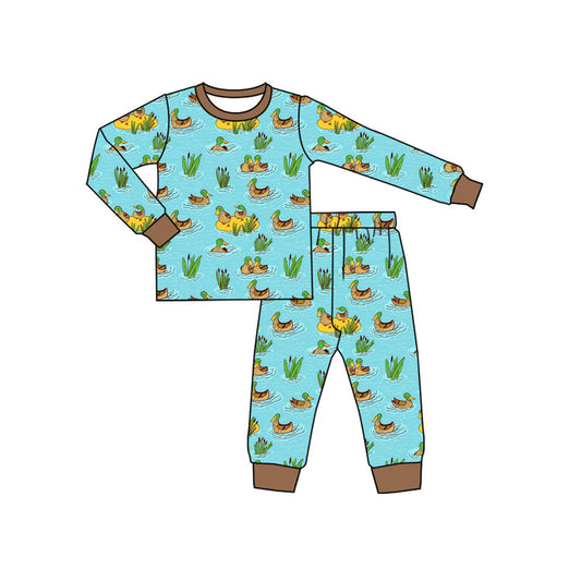 (Pre Order) No moq BLP1208 Pre-order baby boy clothes duck long sleeve pants sets-2025.8.4