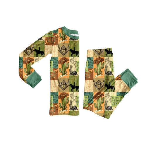 (Pre Order) No moq BLP1219 Pre-order baby boy clothes catcus long sleeve pants sets-2025.8.9