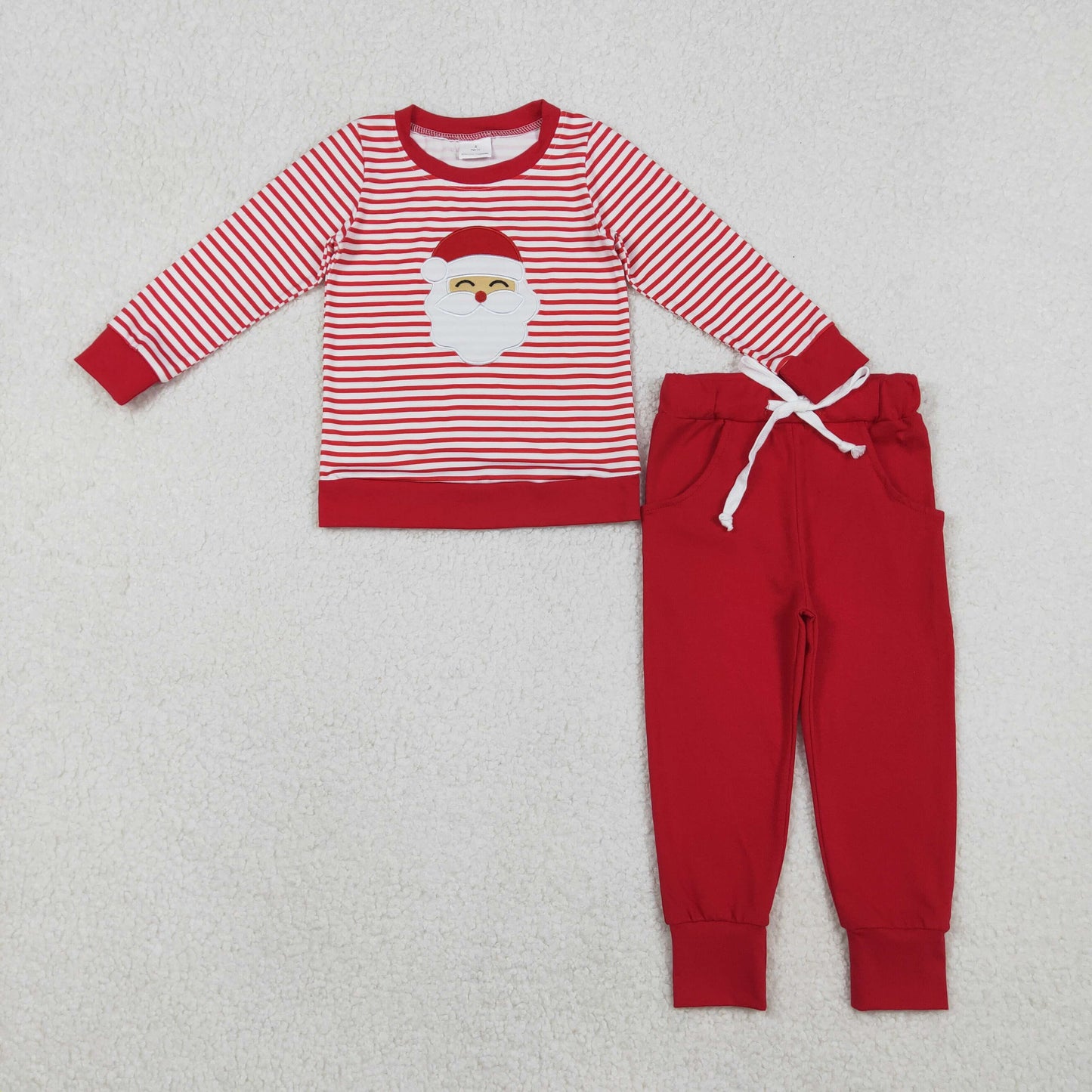 RTS NO MOQ Sibling baby girl clothes Christmas Santa Claus Striped Long Sleeve Suits