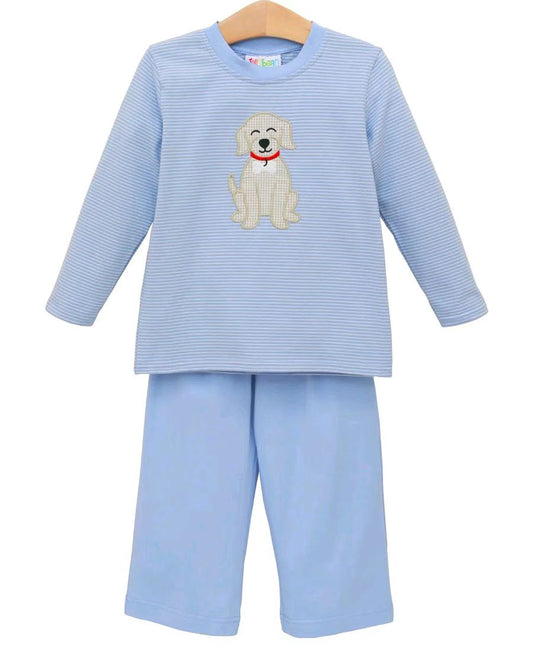 (Pre Order) No moq BLP1230 Pre-order baby boy clothes puppy blue long sleeve pants sets-2025.8.18
