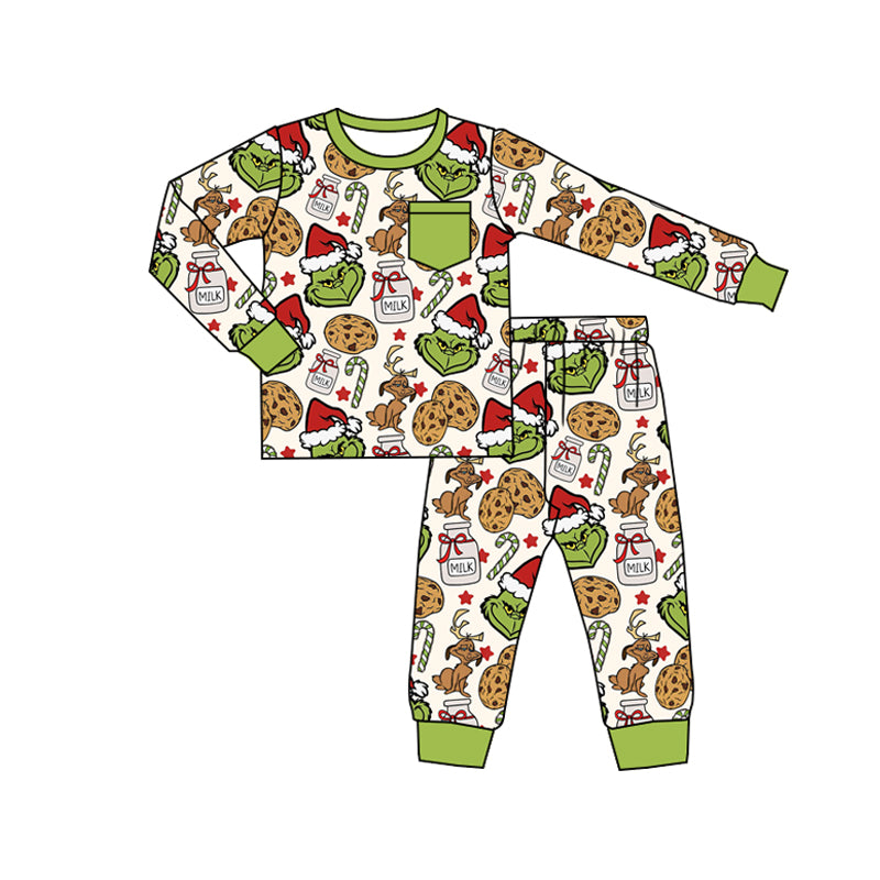 (Pre Order) No moq BLP1237 Pre-order baby boy clothes Christmas cartoon long sleeve pants sets-2025.8.21