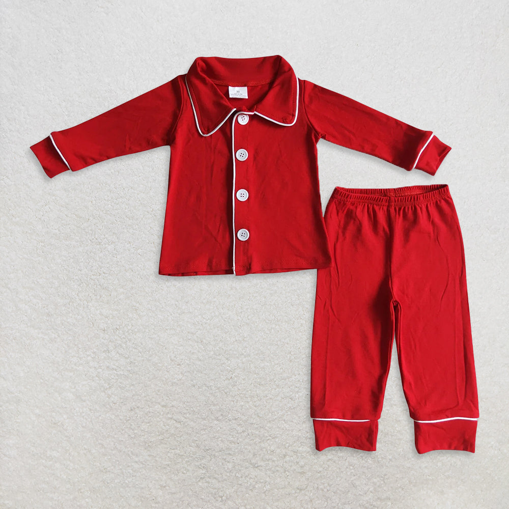 RTS NO MOQ Sibling Baby girls boy clothes Christmas button long-sleeved trousers pajamas suits