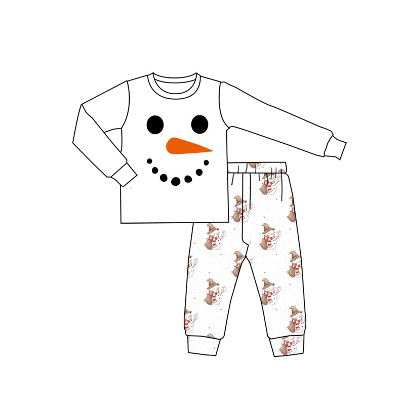 (Pre Order) No moq BLP1280 Pre-order baby boy clothes white long sleeve pants sets-2025.9.6