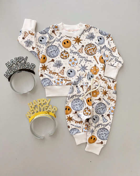 (Pre Order) No moq BLP1300 Pre-order baby boy clothes Happy new year long sleeve pants sets-2025.9.20