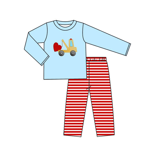 (Pre Order) No moq BLP1303 Pre-order baby boy clothes love long sleeve pants sets-2025.9.23