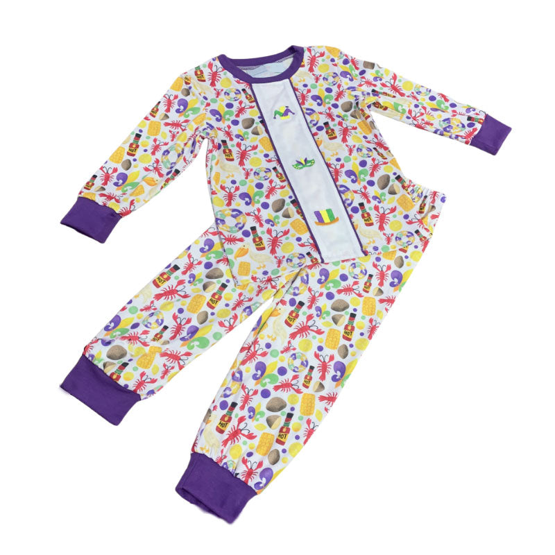 (Pre Order) No moq BLP1307 Pre-order baby boy clothes mardi gras long sleeve pants sets-2025.9.27