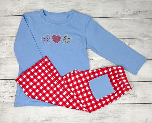 (Pre Order) No moq BLP1314 Pre-order baby boy clothes love blue long sleeve pants sets-2025.10.9