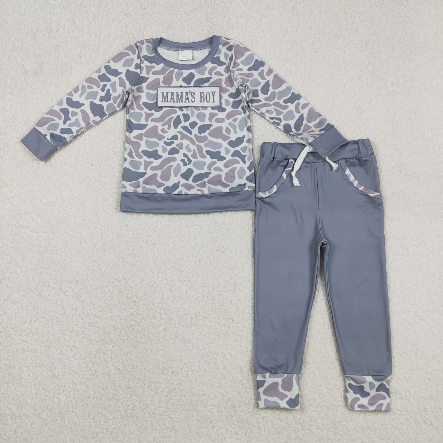 RTS NO MOQ Sibling Baby boy clothes embroidery mama long-sleeved trousers suit & rompers