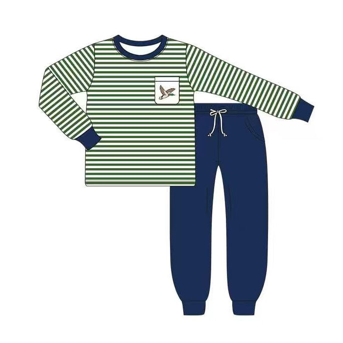(Pre Order) No moq BLP1351 Pre-order baby boy clothes duck long sleeve pants sets-2025.10.21