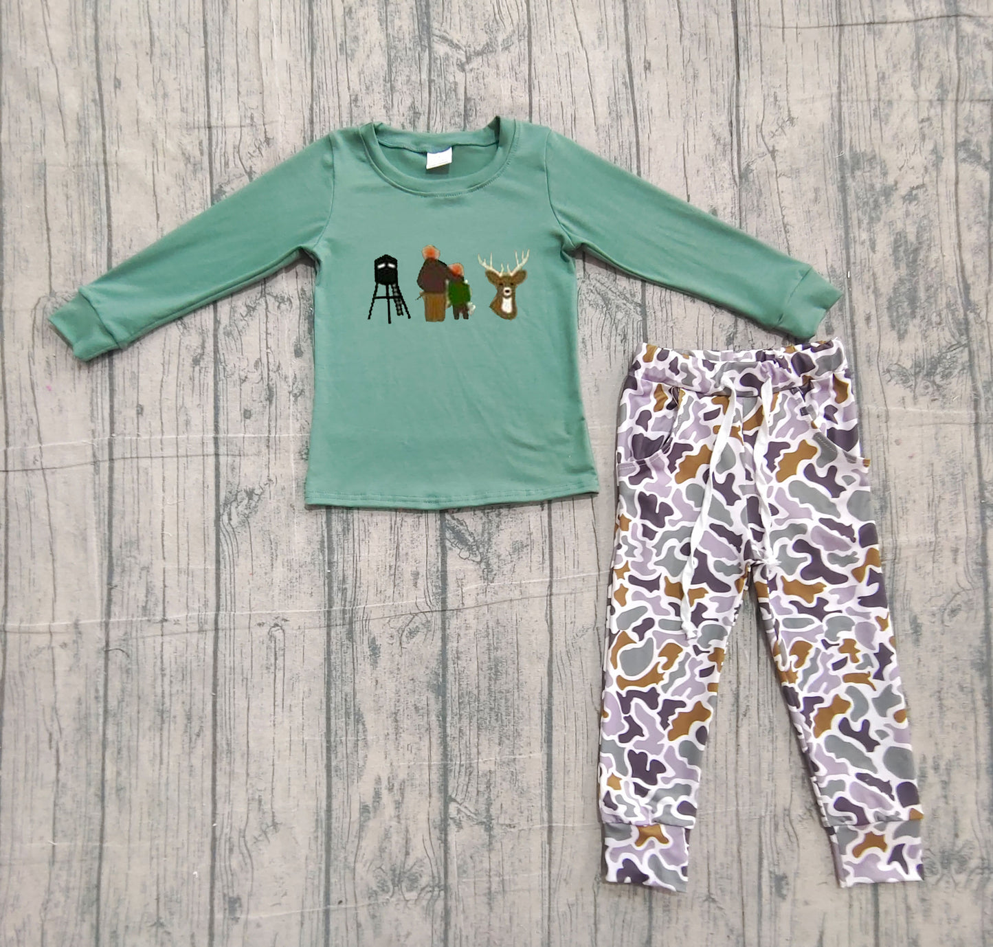 (Pre Order) No moq BLP1352 Pre-order baby boy clothes embroidery camouflage long sleeve pants sets-2025.11.11-BT1438+P0944
