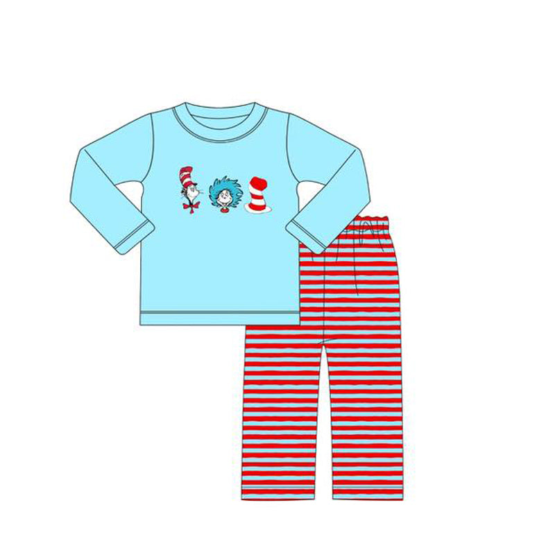 (Pre Order) No moq BLP1354 Pre-order baby boy clothes dr seuss long sleeve pants sets-2025.10.21