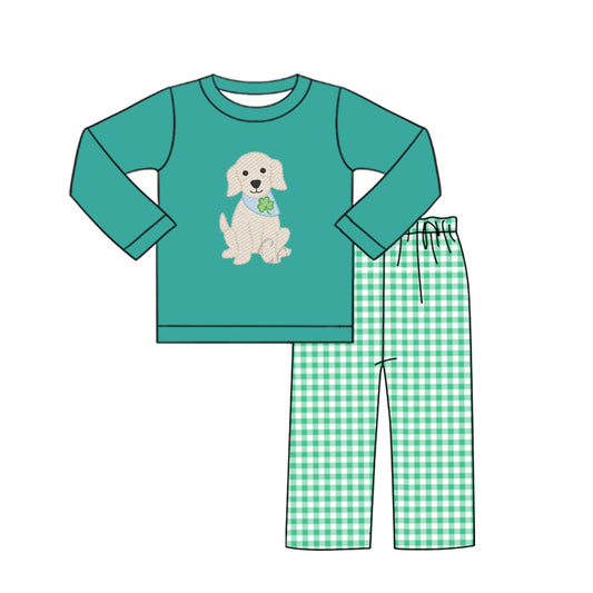 (Pre Order) No moq BLP1356 Pre-order baby boy clothes puppy long sleeve pants sets-2025.10.22