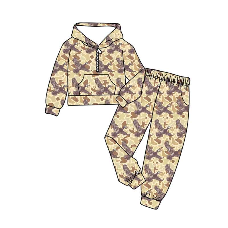 (Pre Order) No moq BLP1367 Pre-order baby boy clothes duck camouflage hooded long sleeve pants sets-2025.10.28