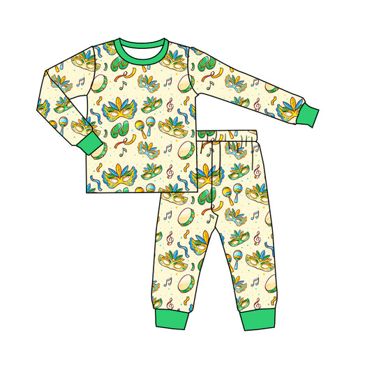 (Pre Order) No moq BLP1380 Pre-order baby boy clothes mardi gras long sleeve pants sets-2025.11.4
