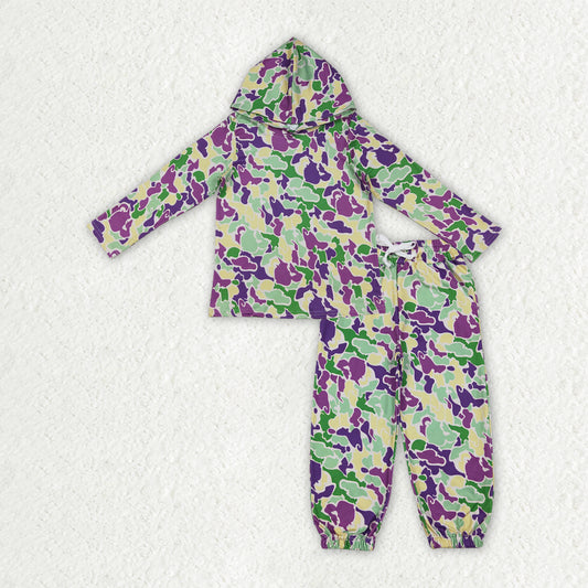 RTS NO MOQ Sibling baby boy clothes mardi gras hooded long sleeve pants set and tops and pants