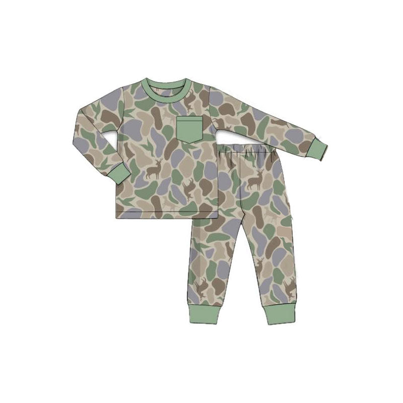 (Pre Order) No moq BLP1382 Pre-order baby boy clothes camouflage long sleeve pants sets-2025.11.6