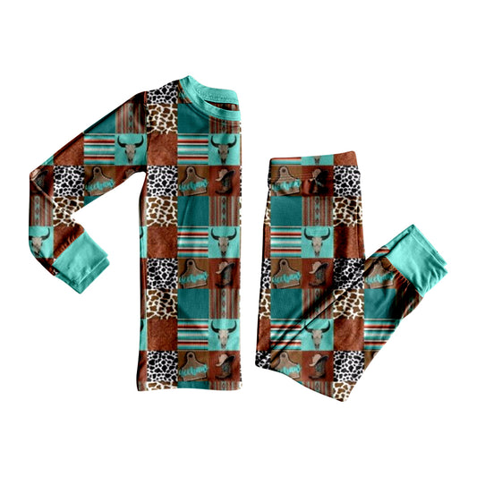 (Pre Order) No moq BLP1391 Pre-order baby boy clothes western boot cow head long sleeve pants sets-2025.11.12