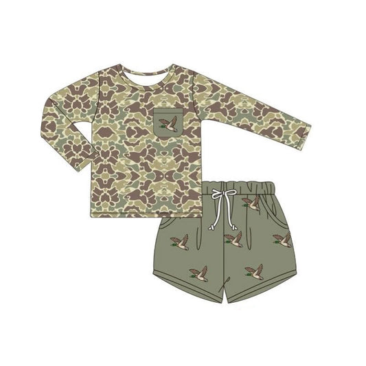 no moq BLS0002 PRE-ORDER baby boy clothes camouflage duck long sleeve shorts sets-2025.6.10