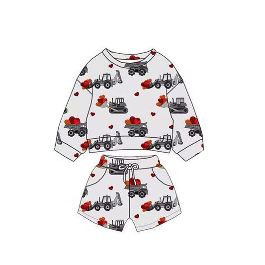 (Pre Order) No moq BLS0017 PRE-ORDER baby boy clothes valentine love long sleeve shorts sets-2025.11.1