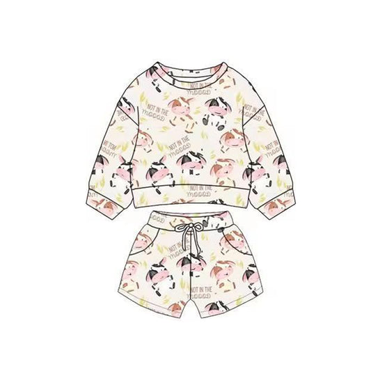 (Pre Order) No moq BLS0018 PRE-ORDER baby boy clothes cow long sleeve shorts sets-2025.11.1