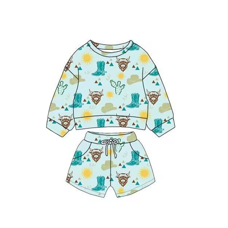 (Pre Order) No moq BLS0021 PRE-ORDER baby boy clothes cow head boots long sleeve shorts sets-2025.11.1