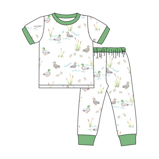 BSPO0387 pre-order 3-6M to 7-8T baby boy clothes mallard boy fall spring pajamas outfit