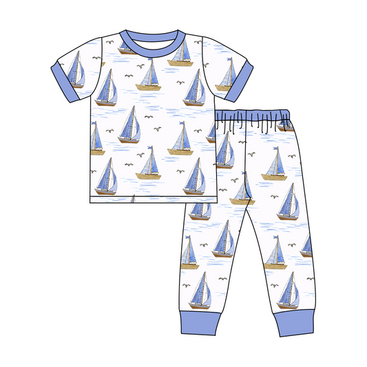 BSPO0389 pre-order 3-6M to 7-8T baby boy clothes sailaway boy fall spring pajamas outfit