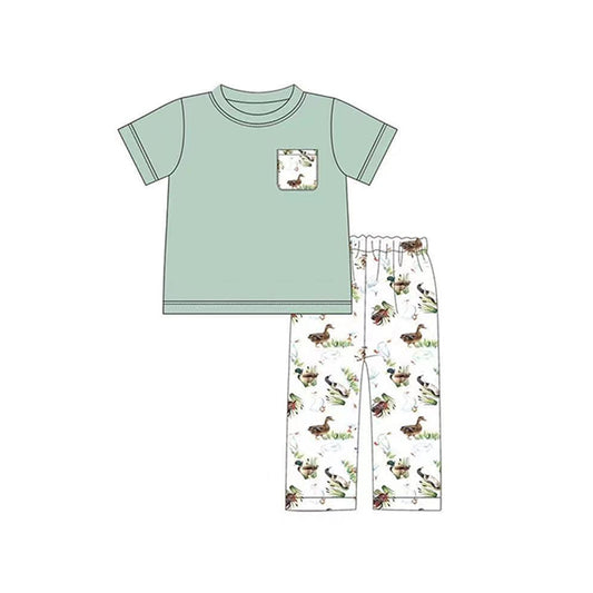 BSPO0392 pre-order 3-6M to 7-8T baby boy clothes mallard boy pajamas outfit