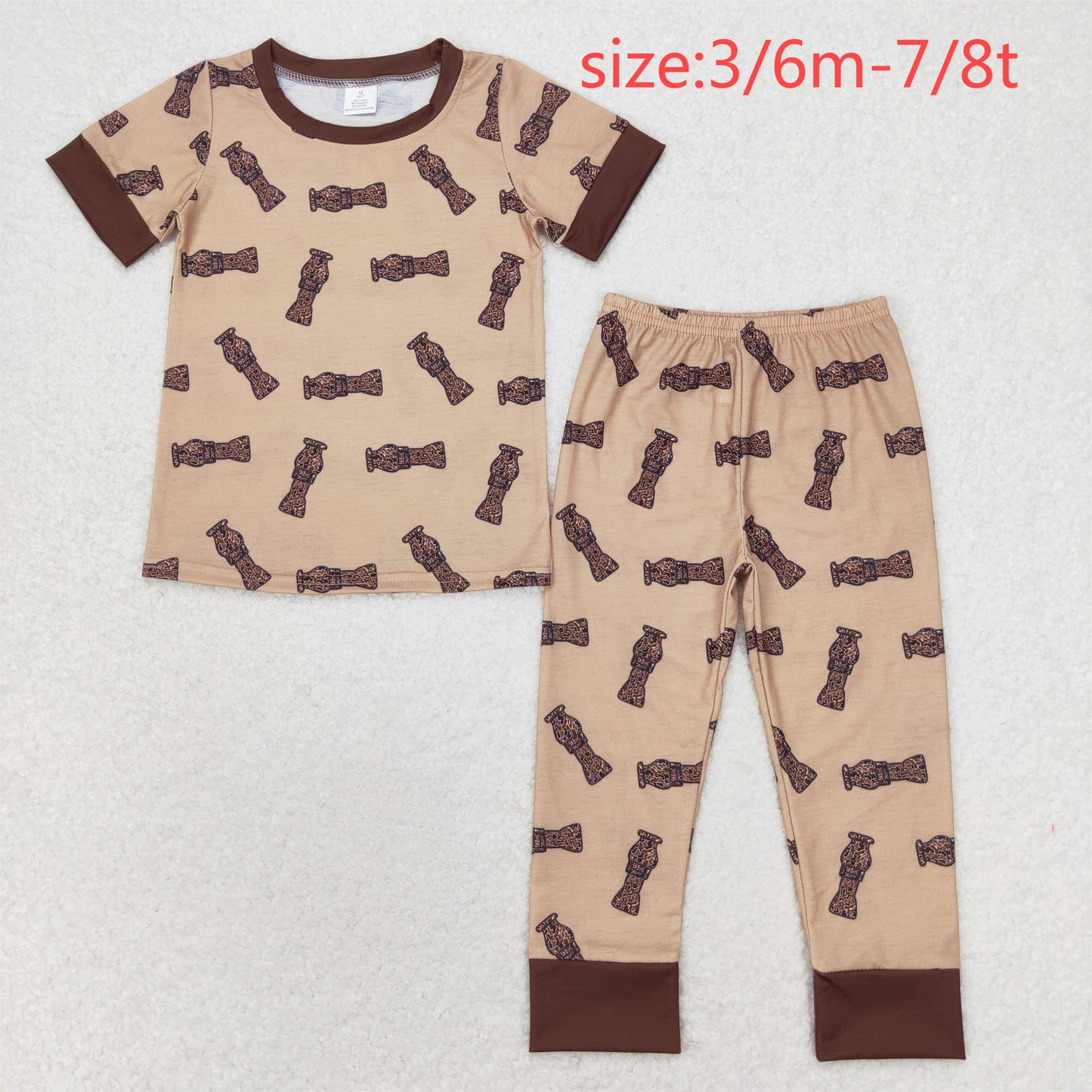 bamboo RTS NO MOQ BSPO0444 Modal camouflage bottle brown short-sleeved long pants pajama set