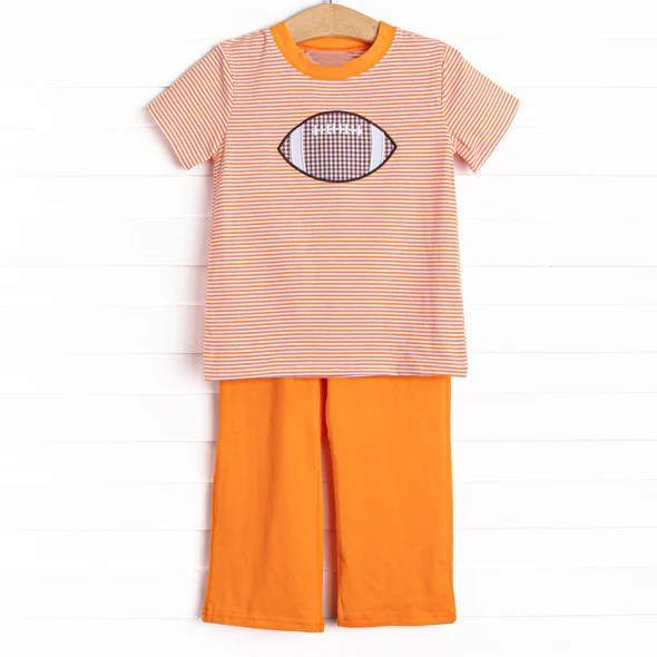 NO MOQ sales BSPO0469 baby boys clothes rugby orange short sleeve pants sets -2024.8.12