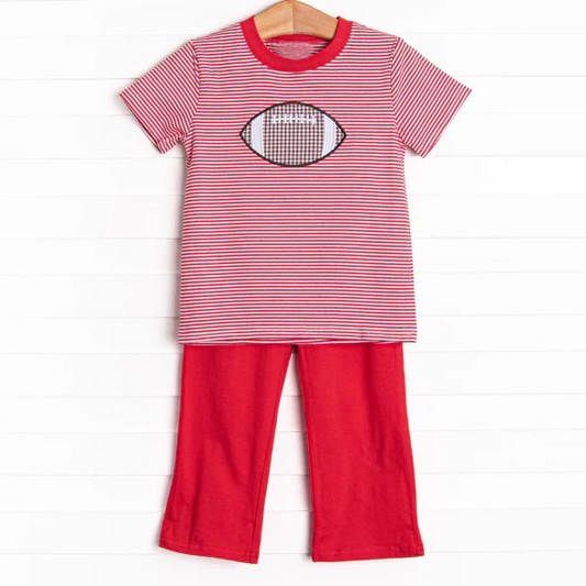 NO MOQ sales BSPO0470 baby boys clothes rugby red short sleeve pants sets -2024.8.12