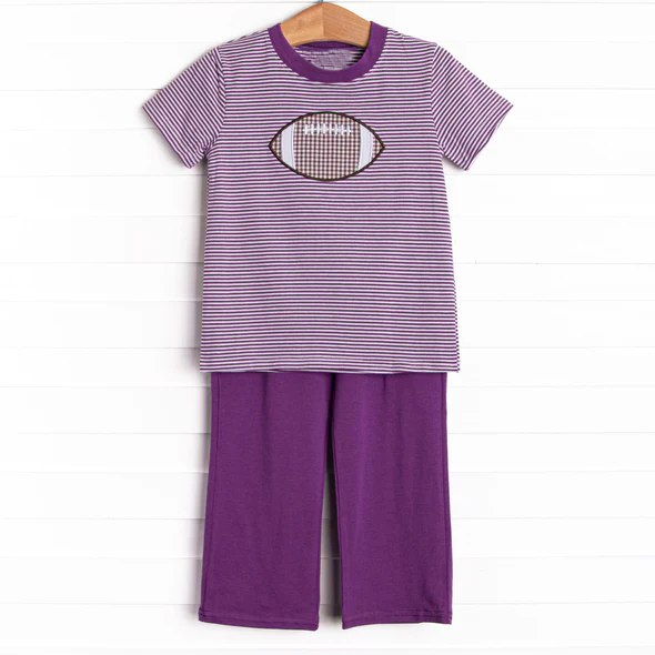 NO MOQ sales BSPO0471 baby boys clothes rugby purple short sleeve pants sets -2024.8.12