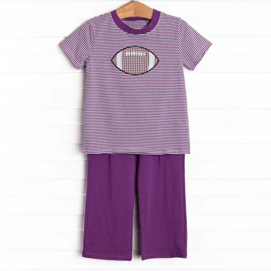 NO MOQ sales BSPO0471 baby boys clothes rugby purple short sleeve pants sets -2024.8.12