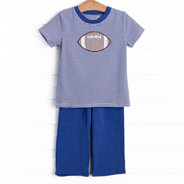 NO MOQ sales BSPO0472 baby boys clothes rugby blue short sleeve pants sets -2024.8.12