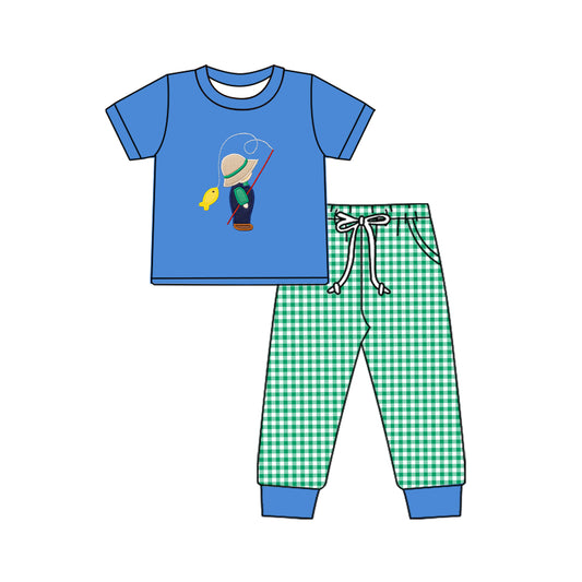 NO MOQ sales BSPO0506 Pre-order baby boys clothes blue short sleeve pants sets -2024.10.15