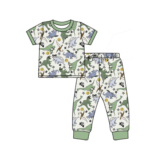 NO MOQ sales BSPO0532 Pre-order baby boy clothes dinosaur short sleeve pants sets -2024.11.22