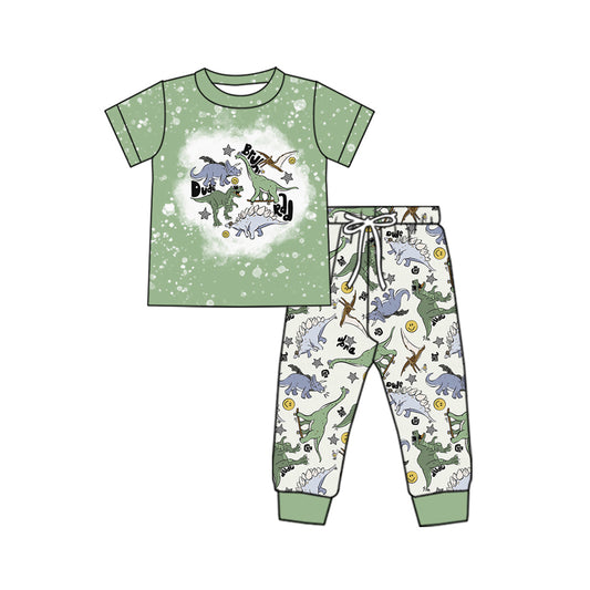 NO MOQ sales BSPO0533 Pre-order baby boy clothes dinosaur short sleeve pants sets -2024.11.22