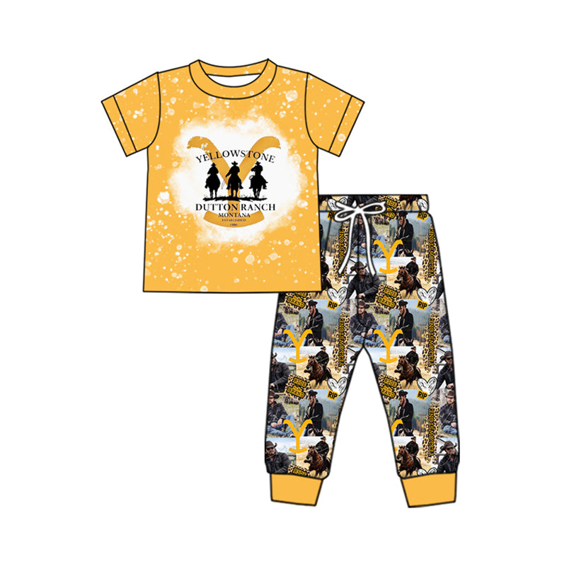 NO MOQ sales BSPO0534 Pre-order baby boy clothes YELLOWSTONE short sleeve pants sets -2024.11.23